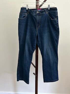 Westport Women's Denim Jeans Size 14 Dark Blue Wash Embroidered Pockets